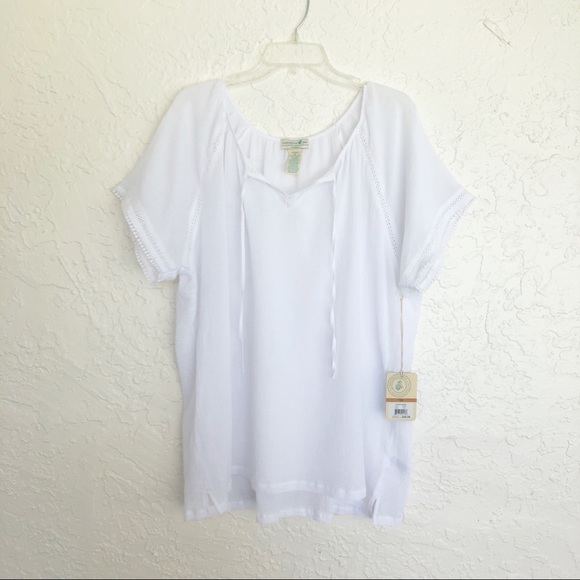 Caribbean Joe Tops - Caribbean Joe Nautical Escape White Plus Size Top